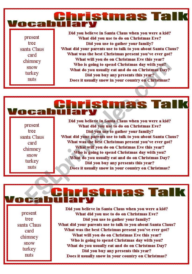 CHRISTMAS TALK - CONVERSATION CLASSES