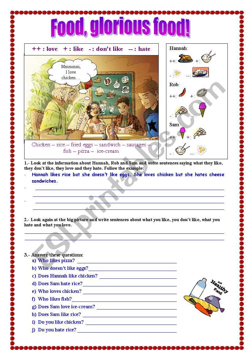 Food, glorious food! worksheet