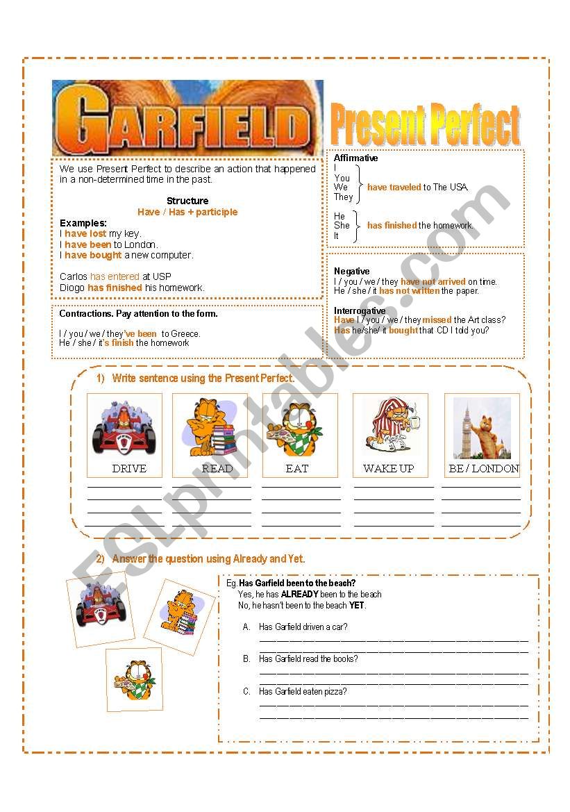 GARFIELD - Present Perfect worksheet