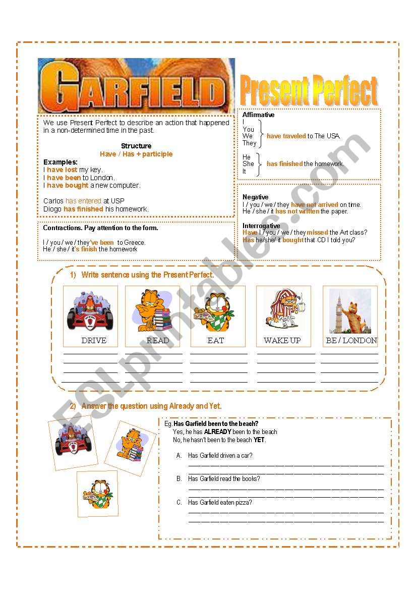GARFIELD - Present Perfect worksheet
