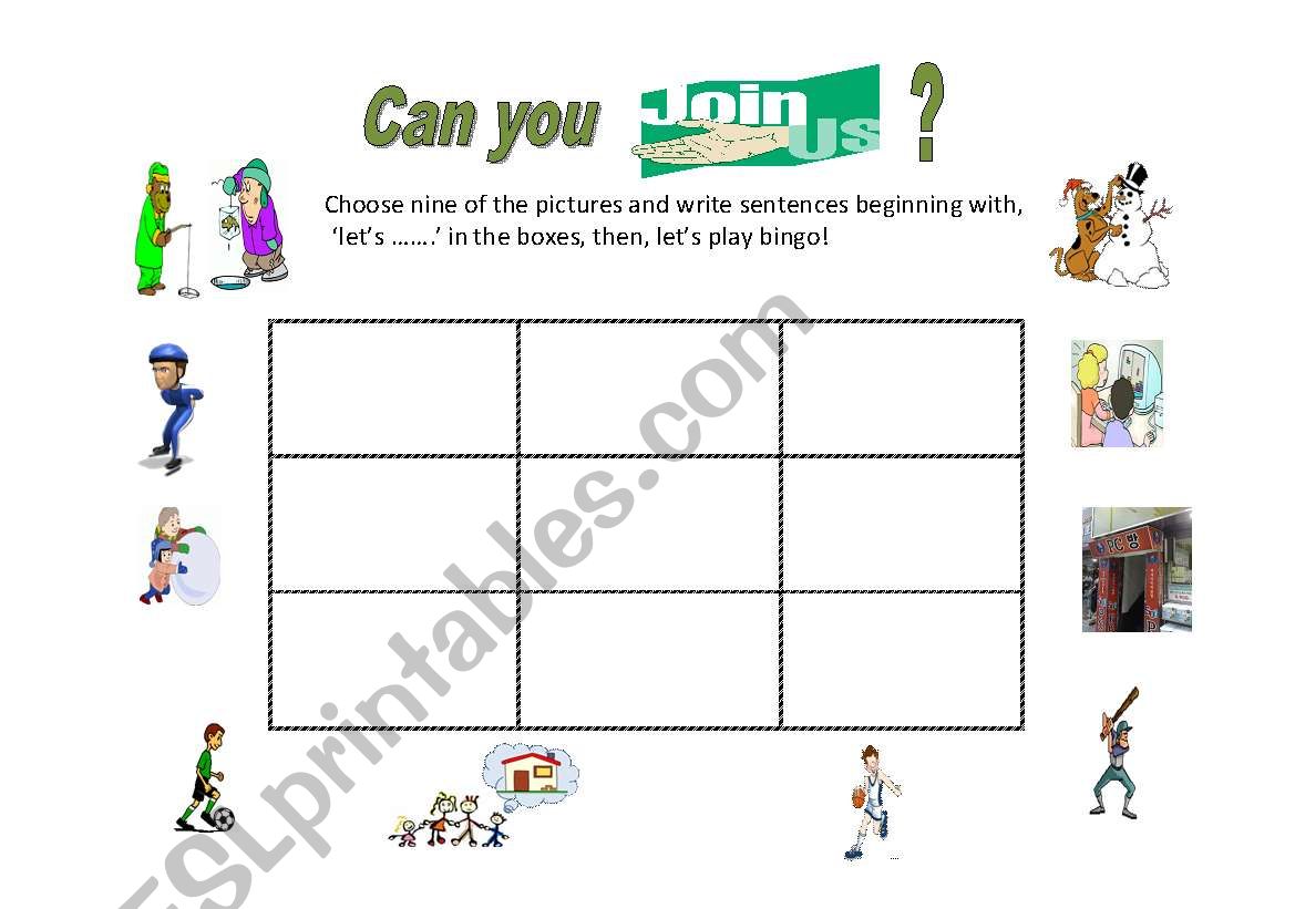 Can you join us? worksheet