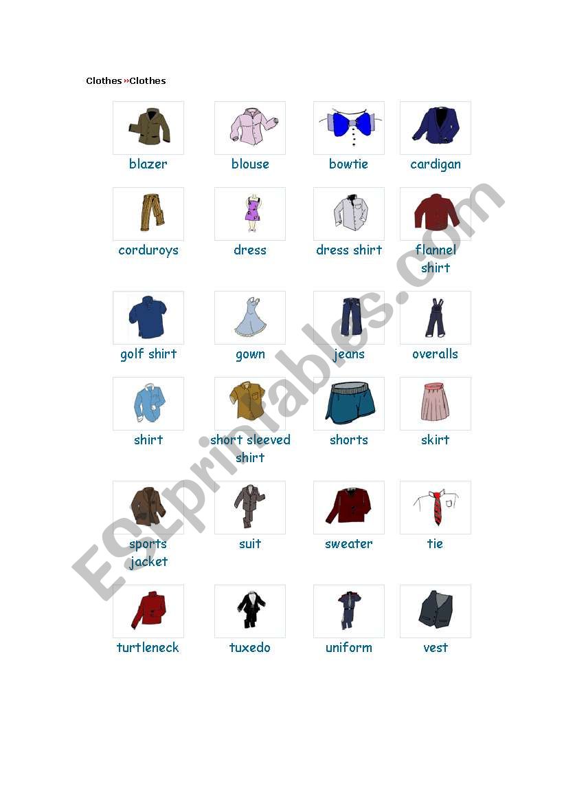 Clothes we wear - ESL worksheet by jalonsog