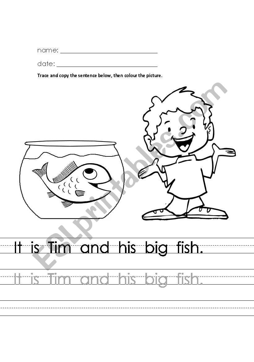 Picture and sentence for phonics: short i sound
