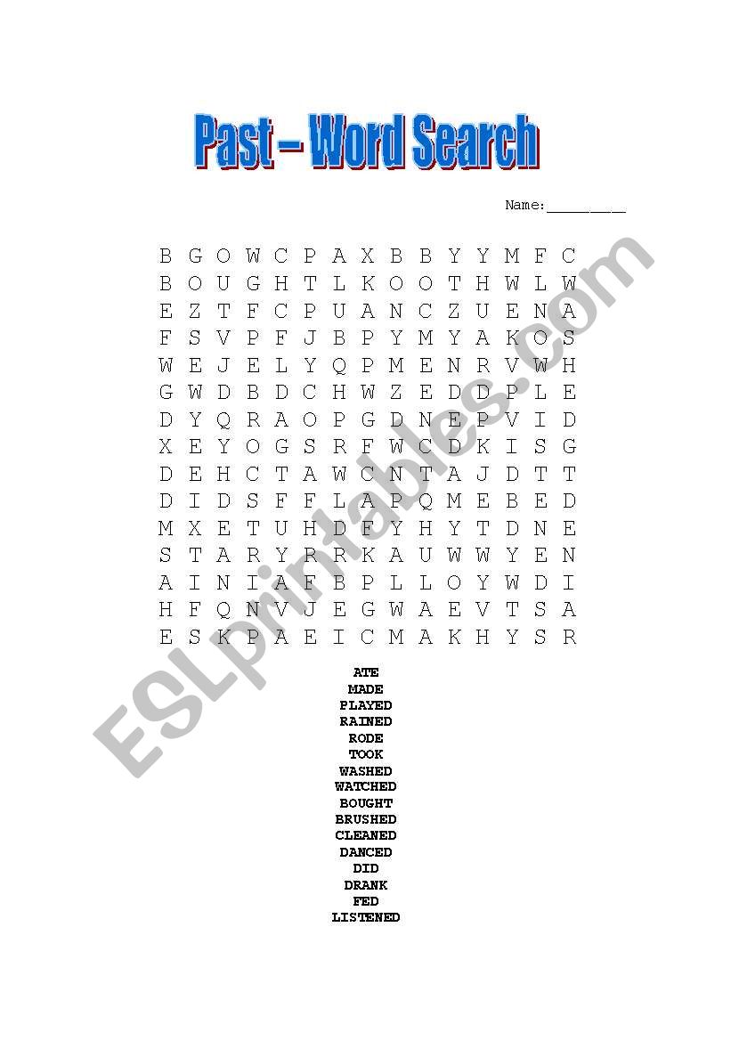 Past Simple Word Search worksheet