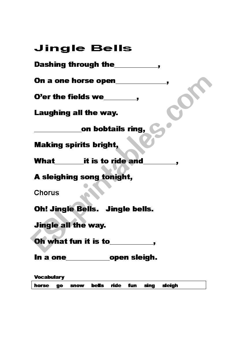 Jingle Bells Cloze Listening Activity