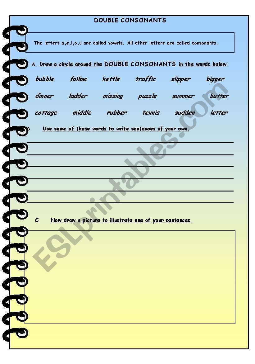 DOUBLE CONSONANTS  worksheet
