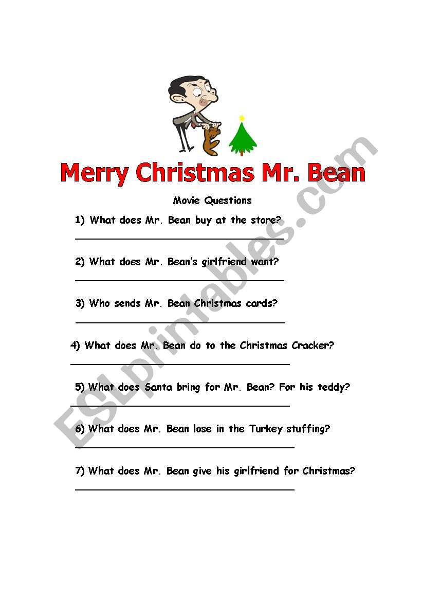 Merry Christmas Mr. Bean worksheet
