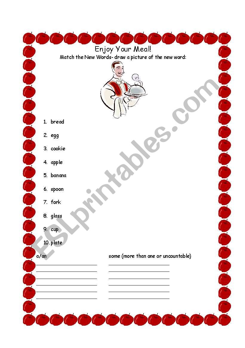 Enjoy Your Meal worksheet