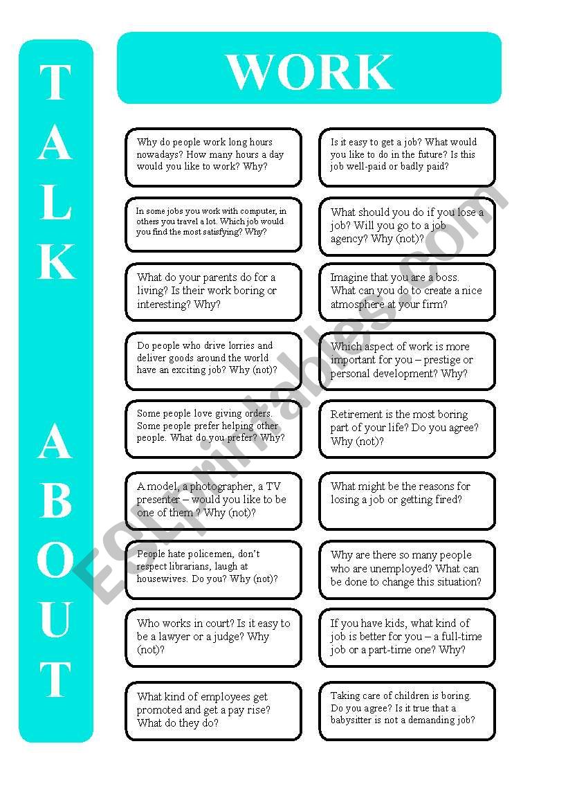 Work - 18 conversation cards (editable)