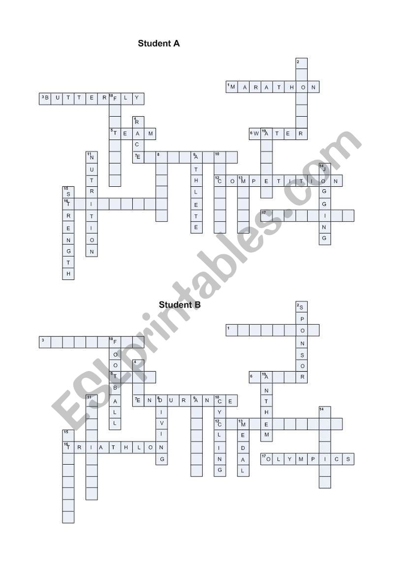 Sports Crosswords worksheet