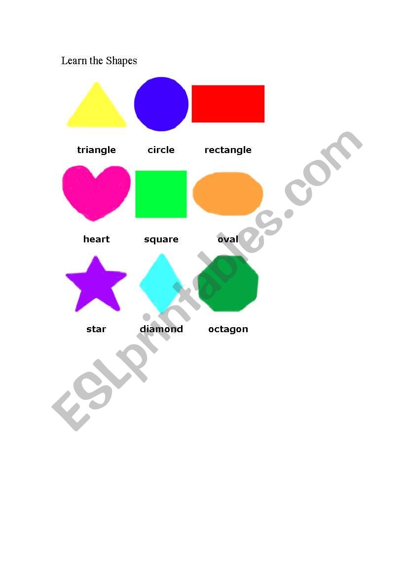 learn the shapes worksheet