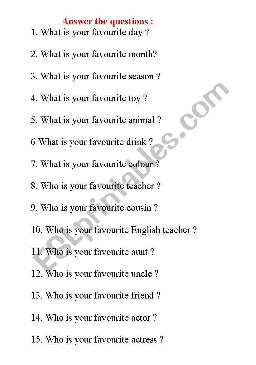 whatÂ´s your favourite....? worksheet