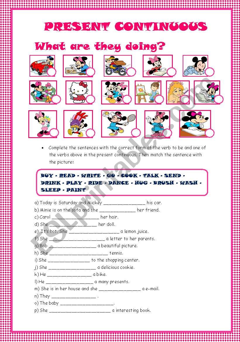 PRESENT CONTINUOUS worksheet