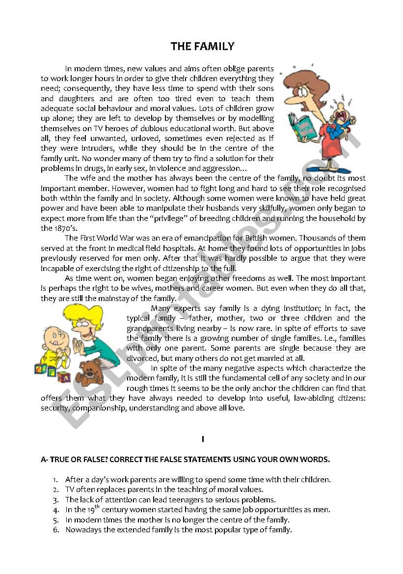 test- The Family - how it has changed (2 pages)