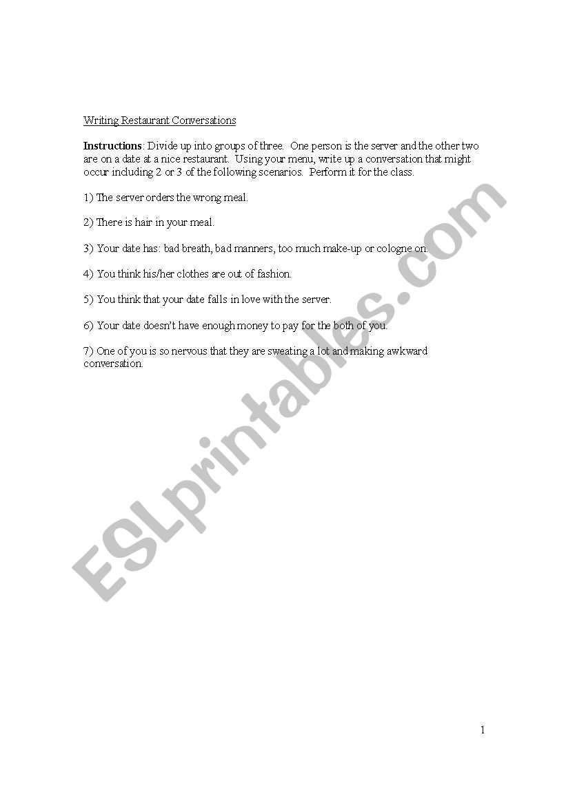 Date Night worksheet