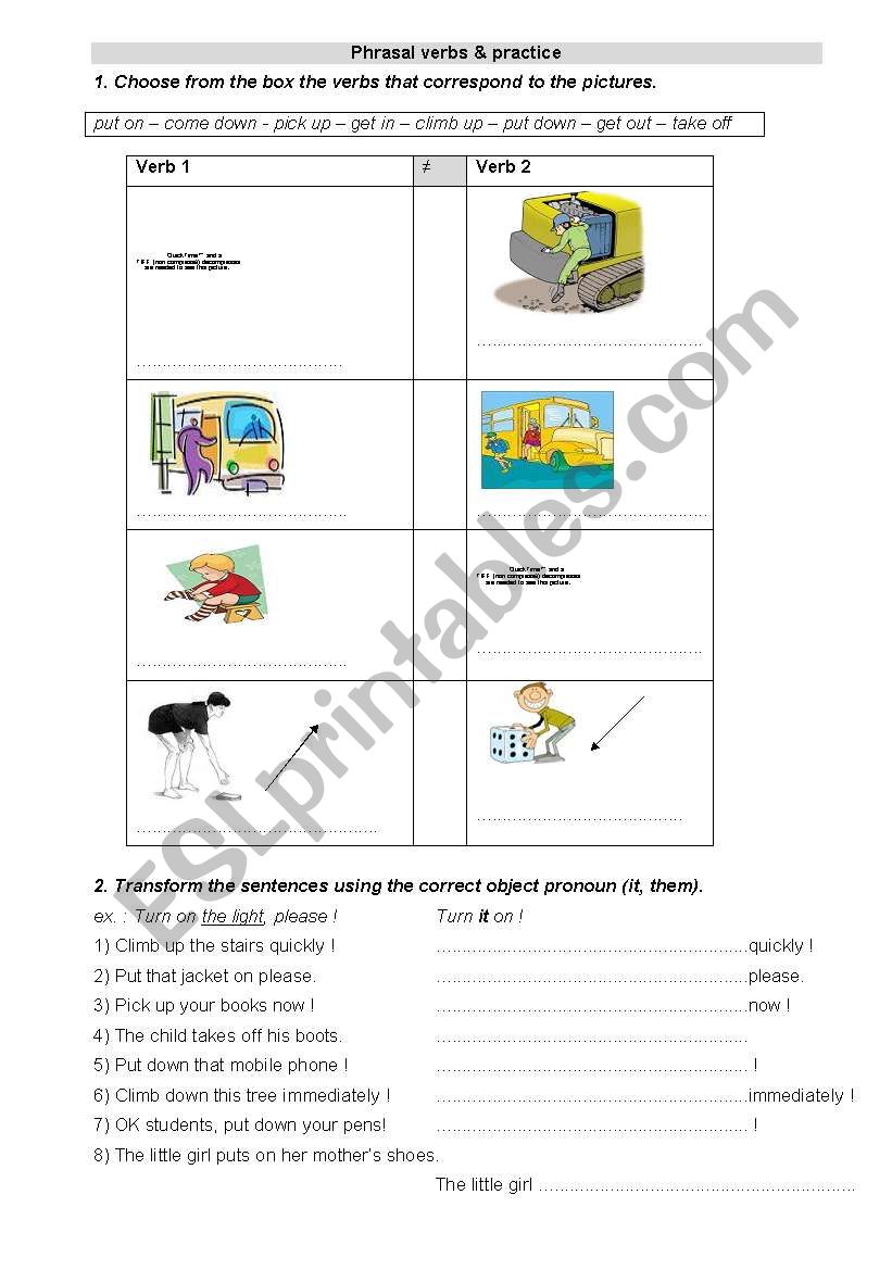 phrasal verbs worksheet