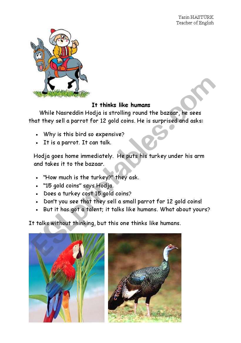 Nasreddin Hodja worksheet