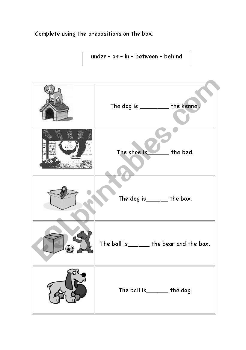 prepositions-elementary level worksheet