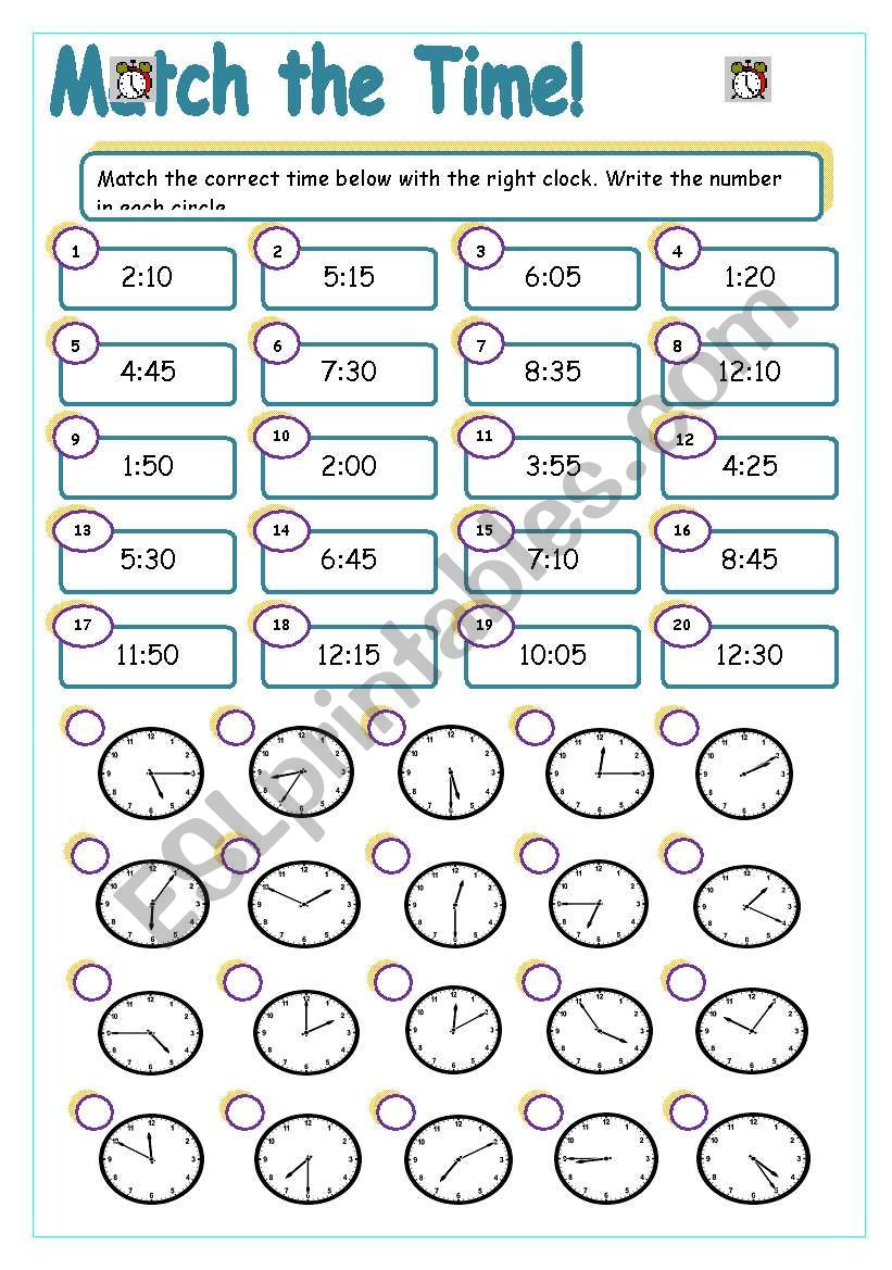 Match the Time! worksheet