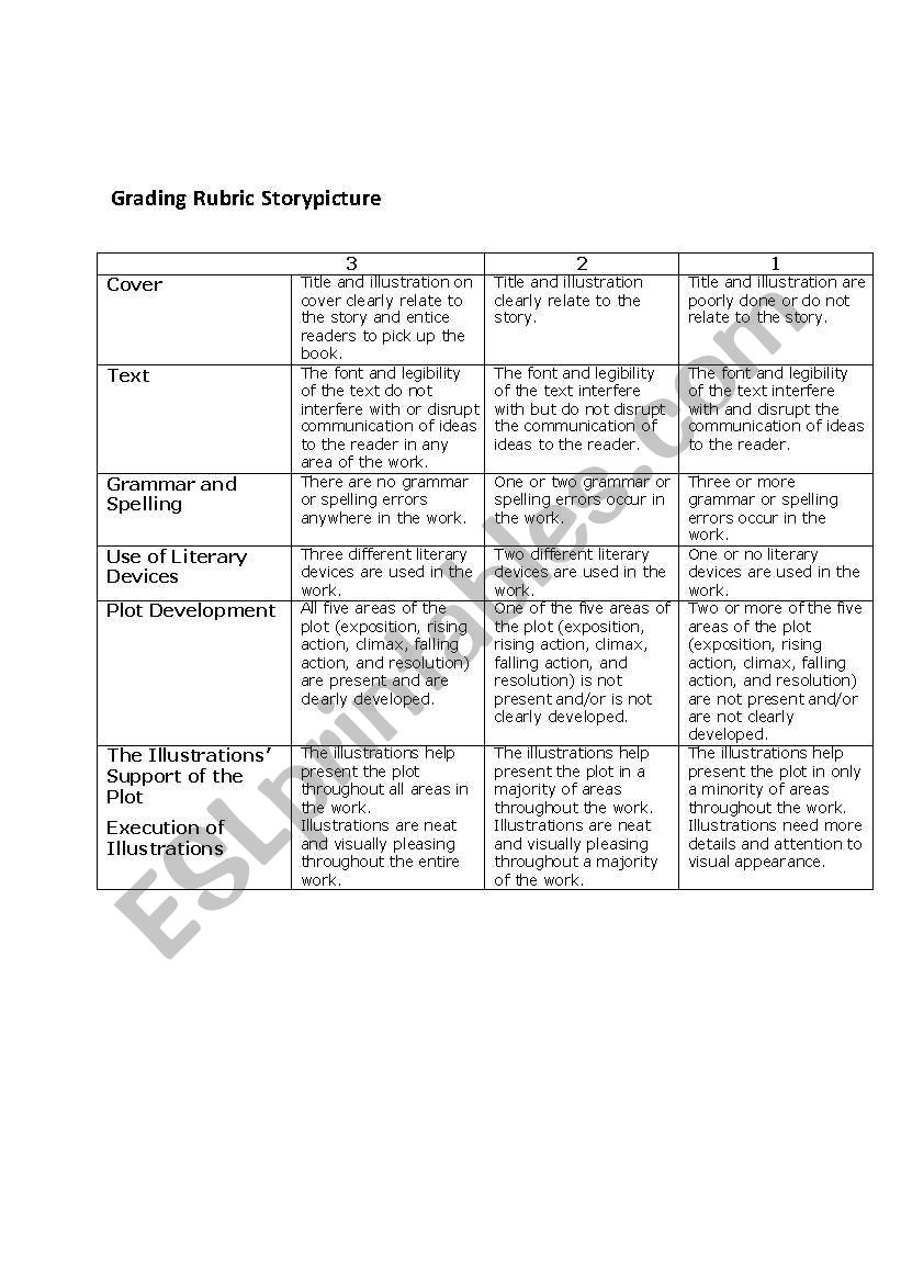 Story and Drawing Rubic worksheet