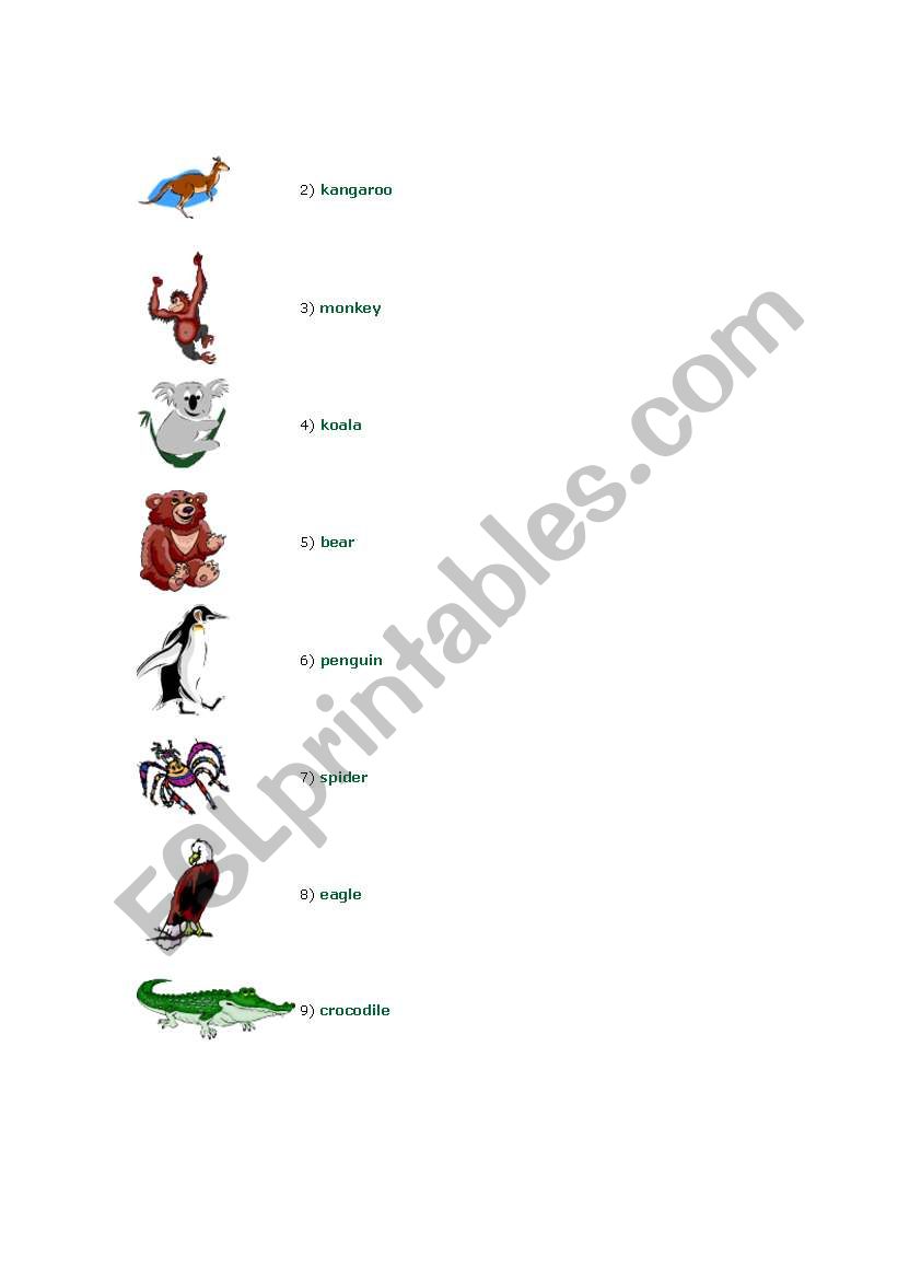 ANIMALS worksheet