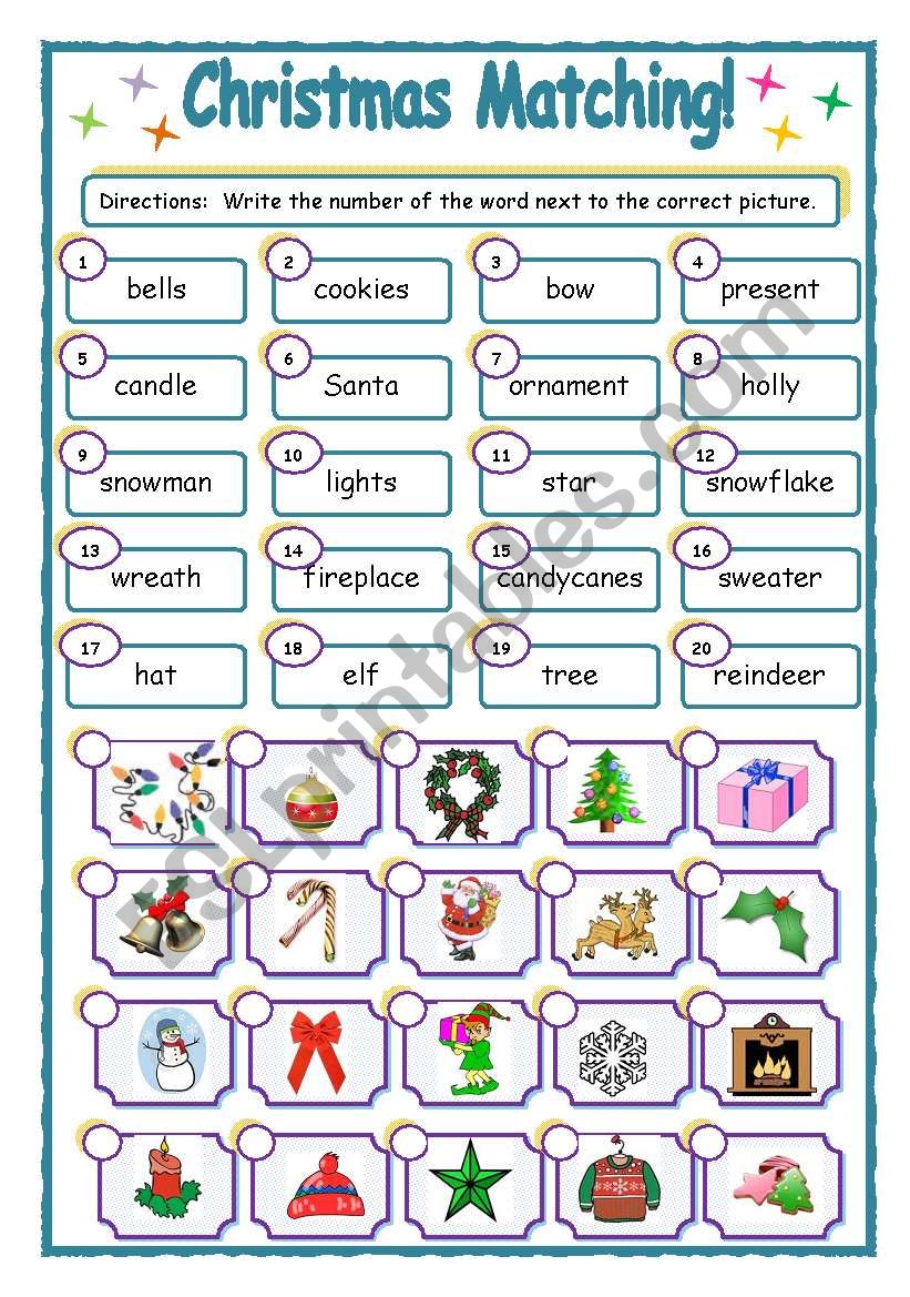 Christmas Matching! worksheet