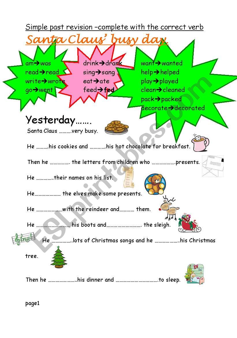 Practice using simple past worksheet