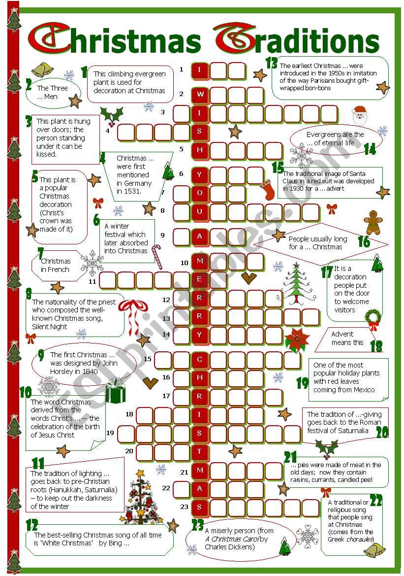 Christmas traditions crossword