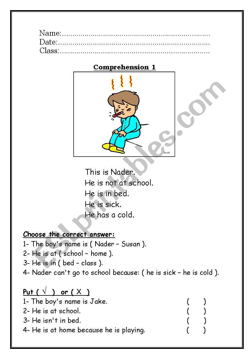 Reading Comprehension worksheet
