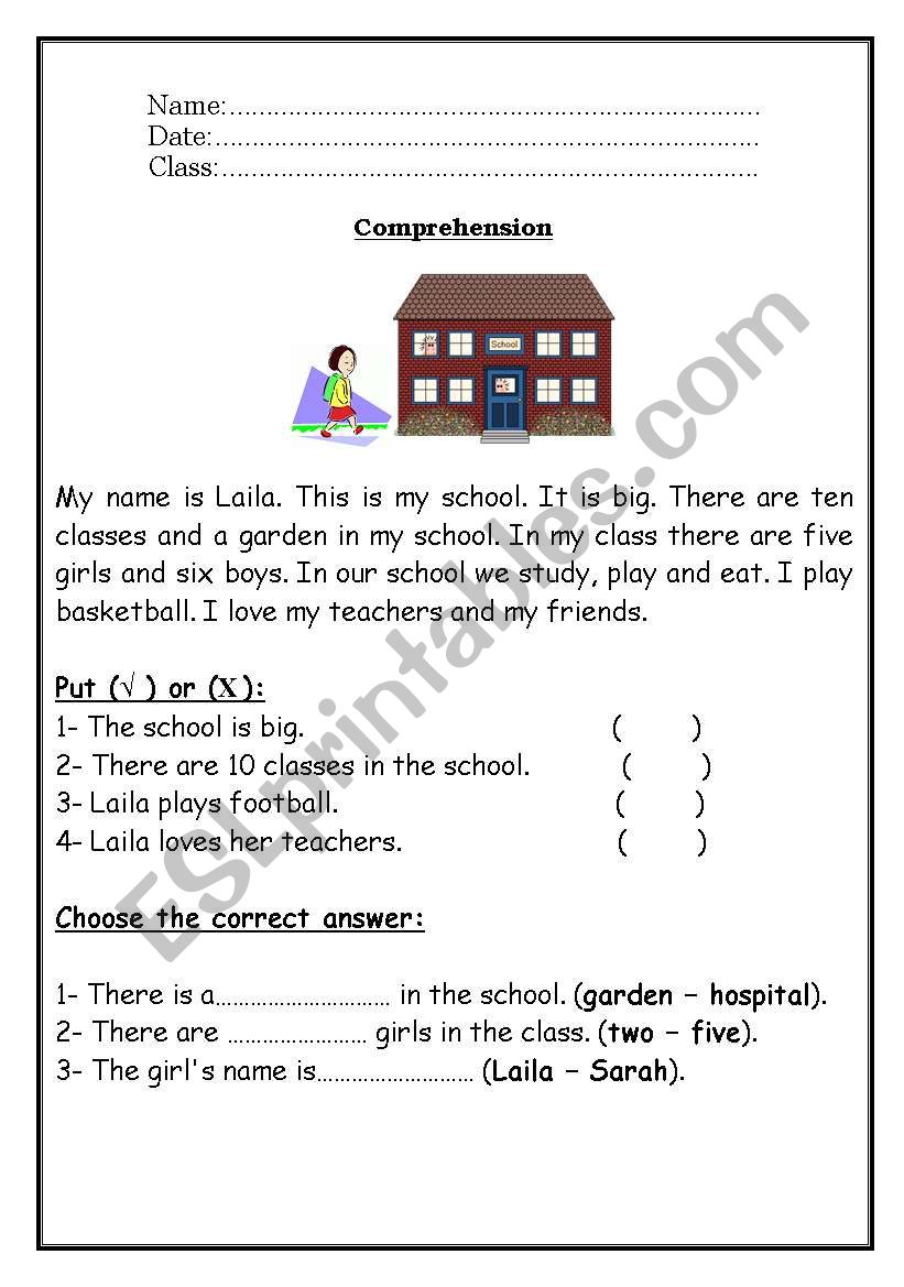 Reading Comprehension worksheet