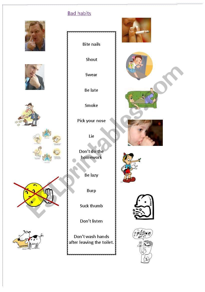 Bad Habits worksheet