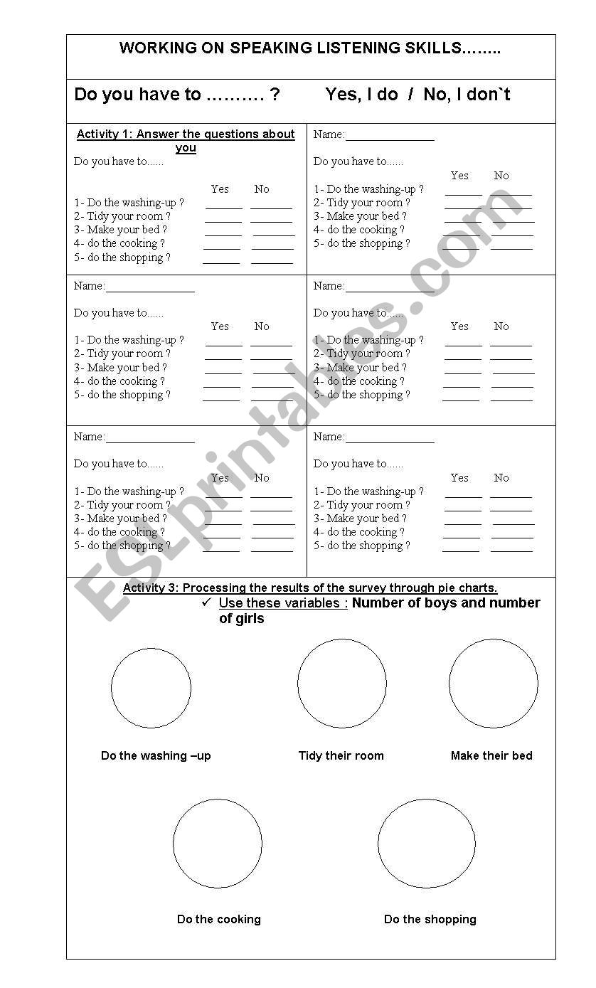 Household chores worksheet