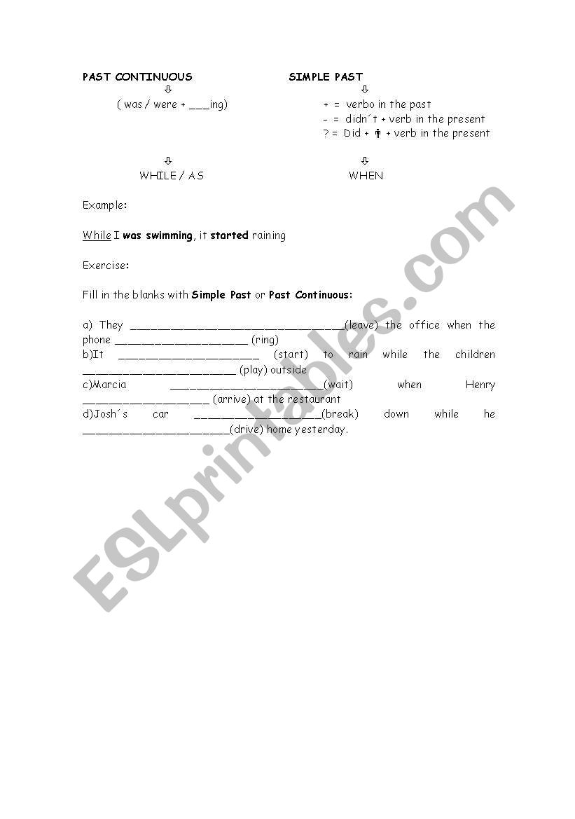 Simple Past x Past Continuous worksheet