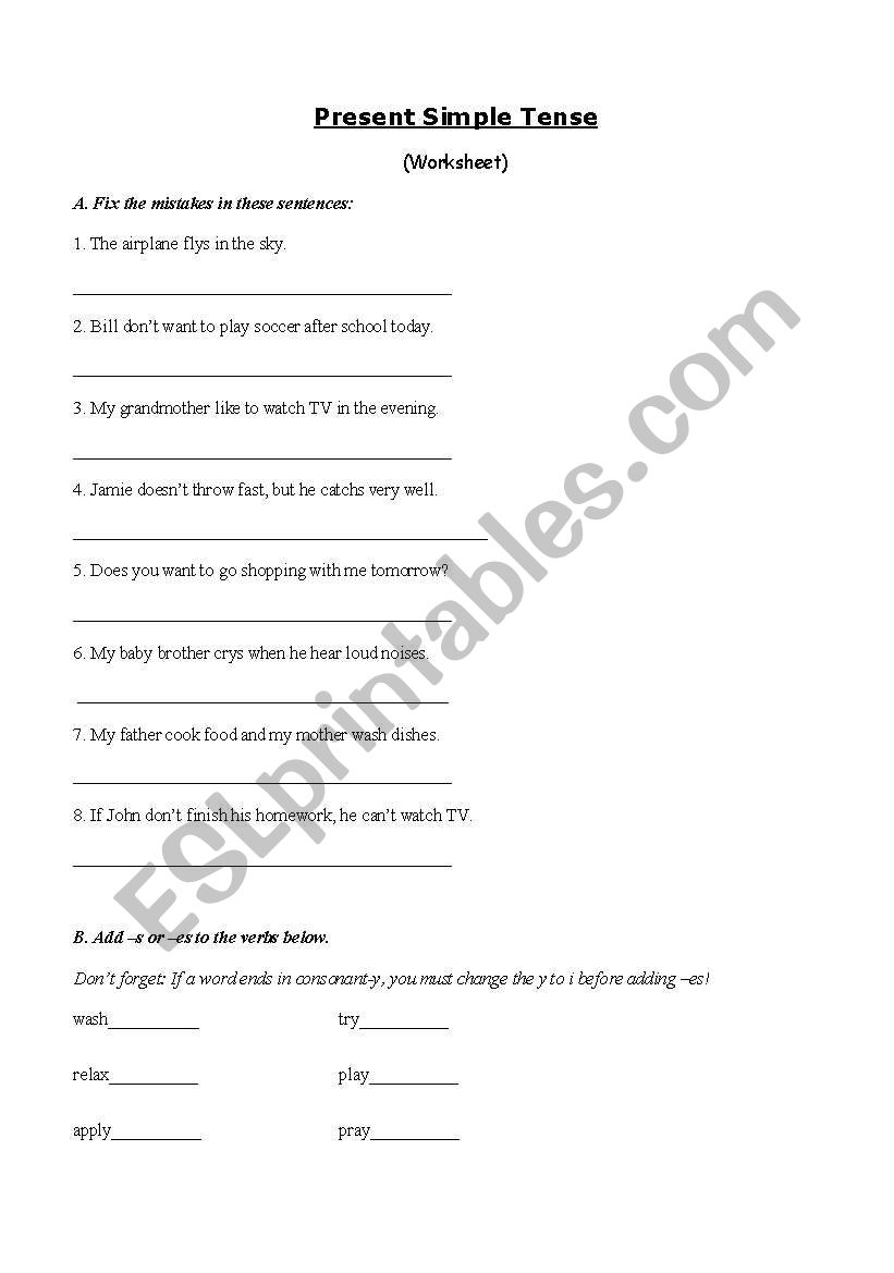 present simple worksheet