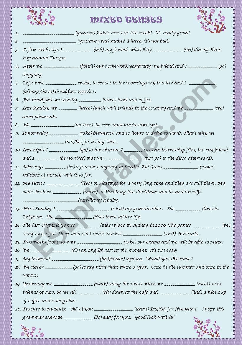 MIXED TENSES 4 worksheet