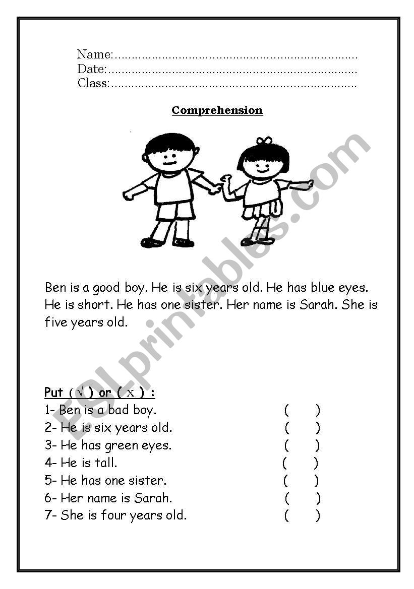 Reading Comprehension worksheet