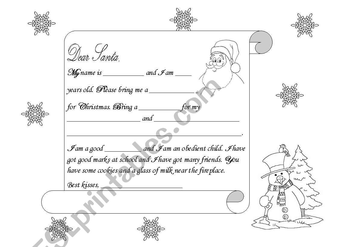 dear santa worksheet