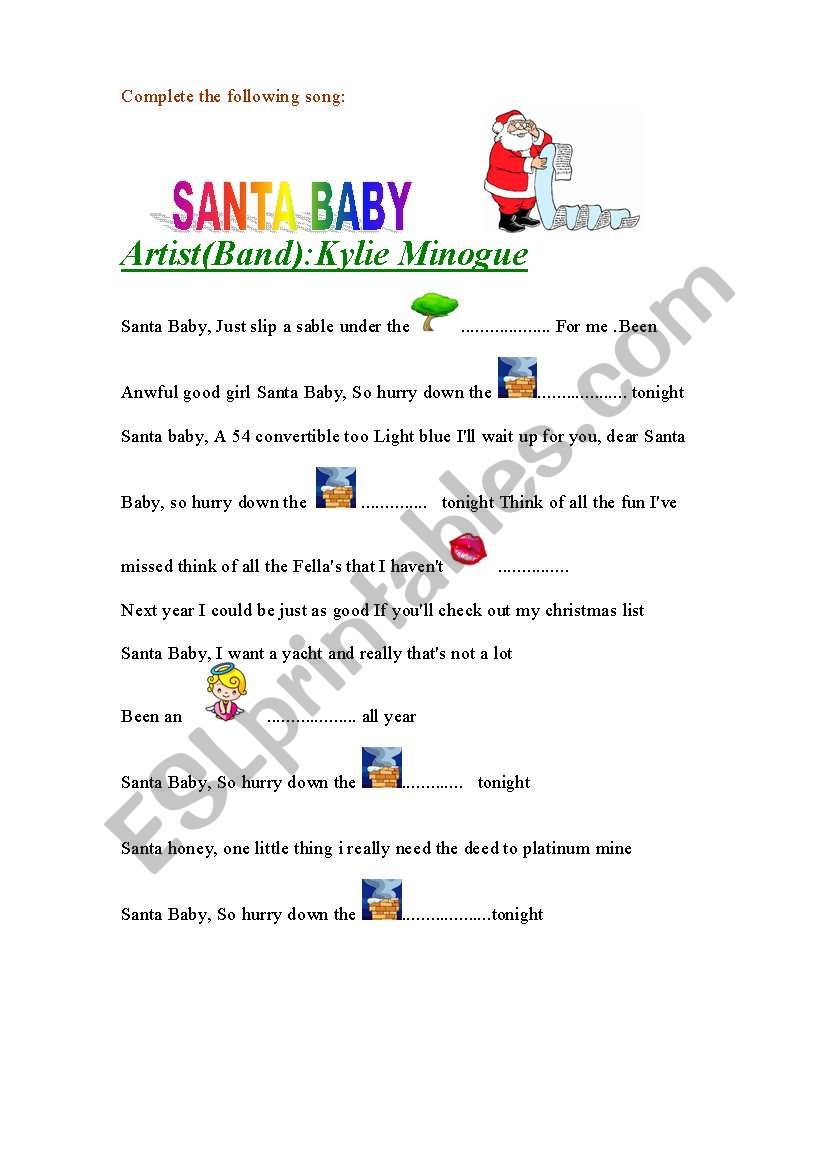 santa baby worksheet