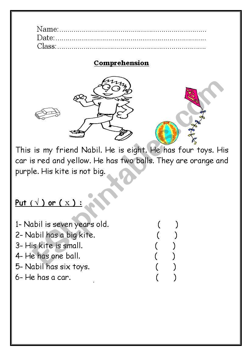 Reading Comprehension worksheet