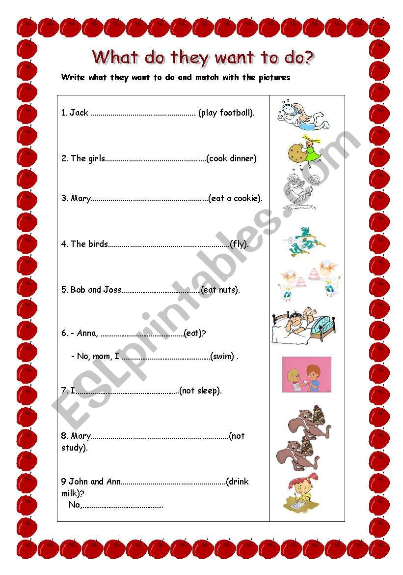 What to they want to do? worksheet