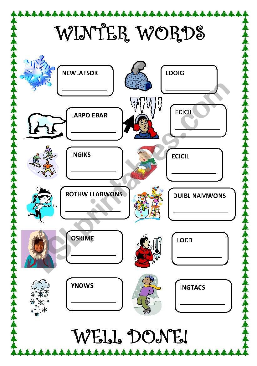 Winter words (2) worksheet