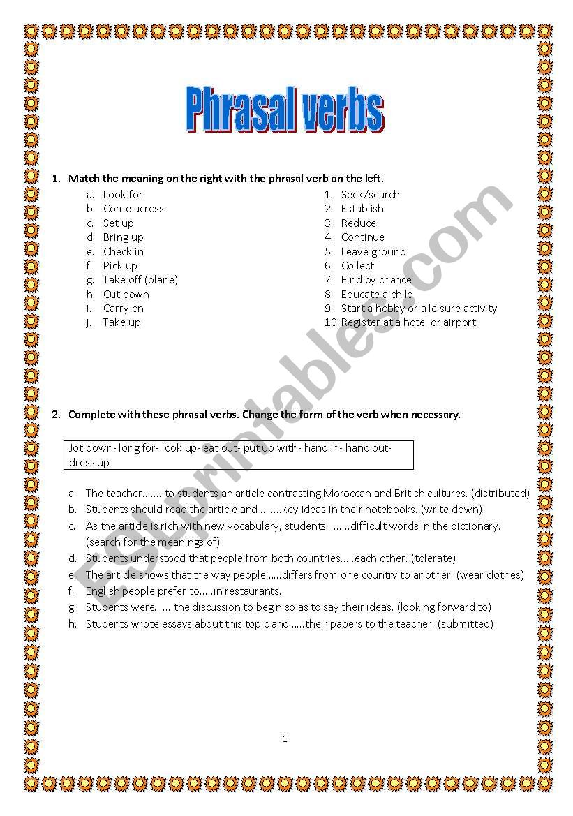 phrasal verbs worksheet