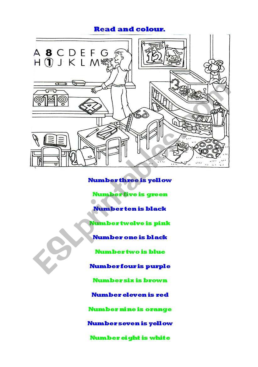 Numbers and colours worksheet