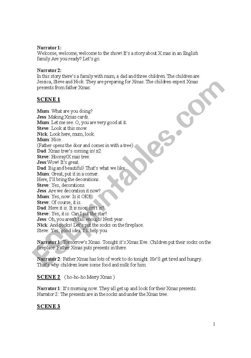 Christmas play worksheet