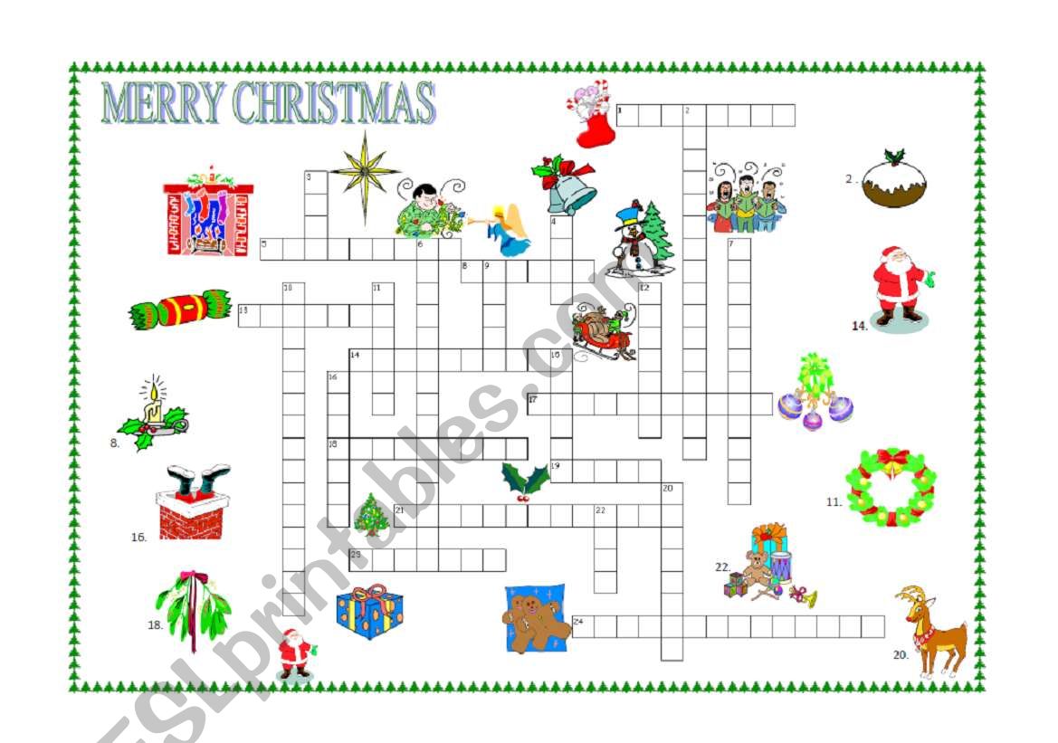 Christmas crossword worksheet