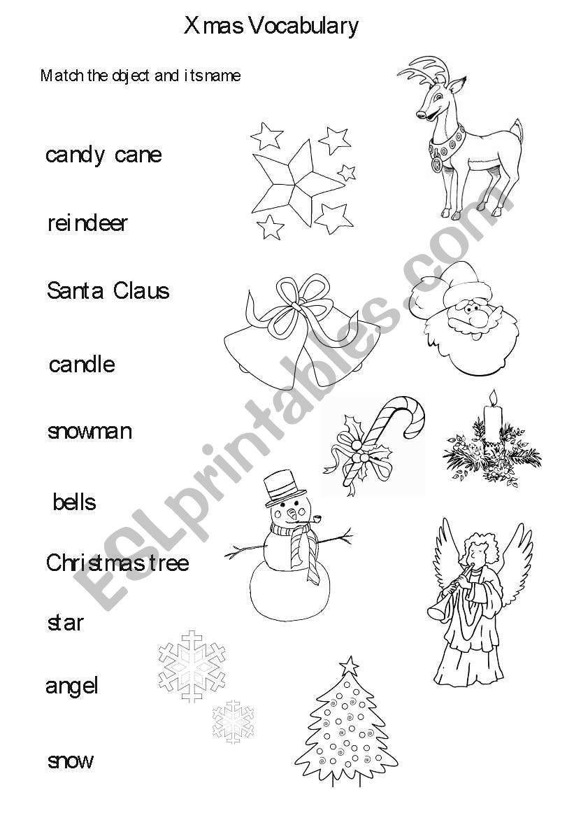 xmas vocab worksheet