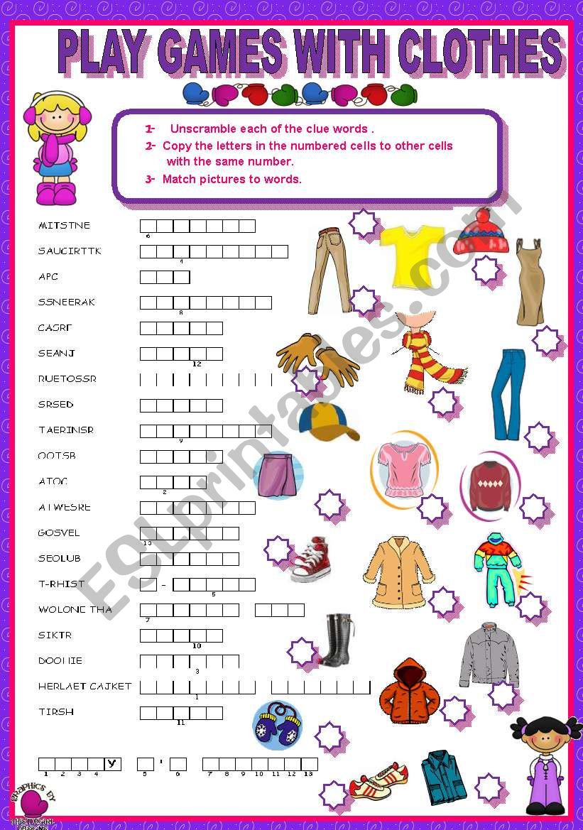 PLAY GAMES WITH CLOTHES worksheet
