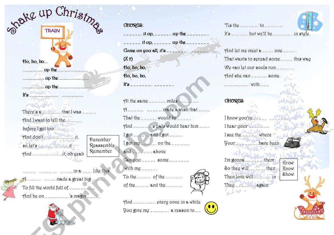 shake up Christmas worksheet