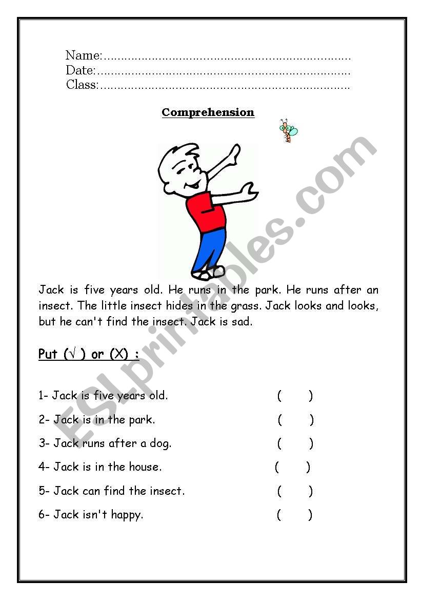 Reading Comprehension worksheet