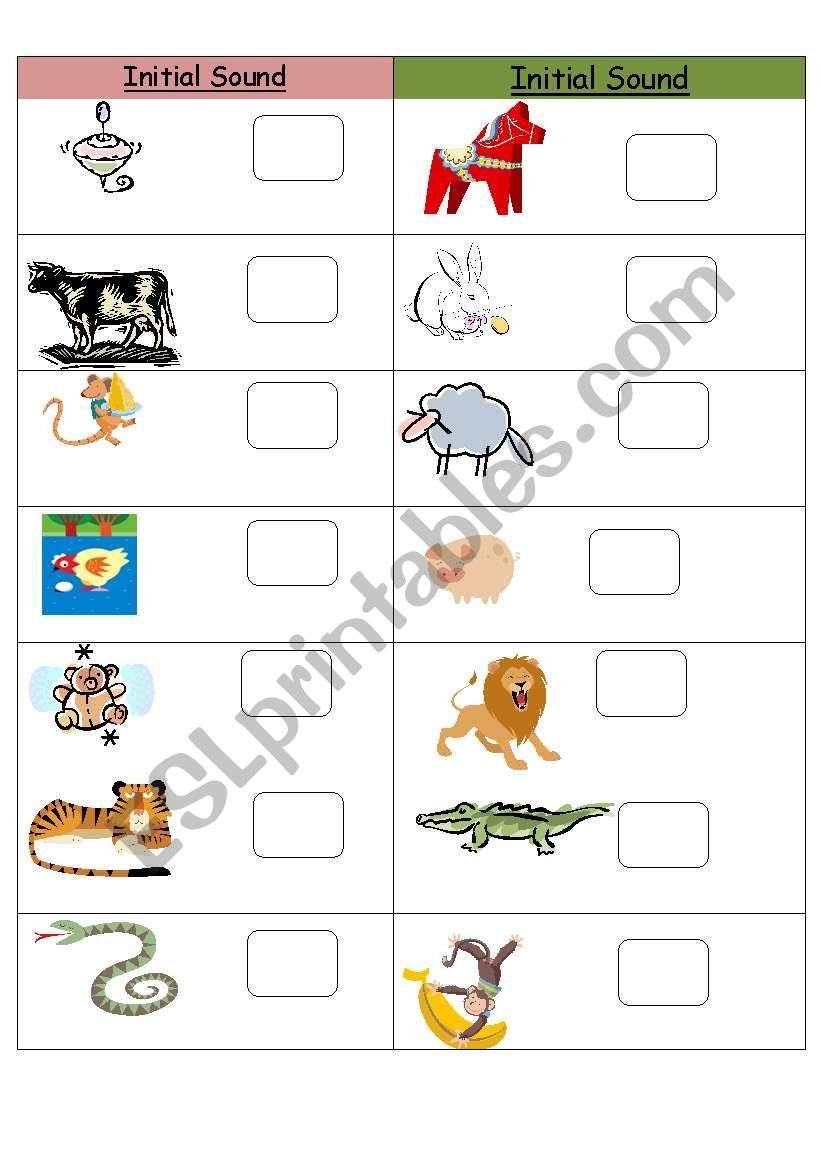 Initial sounds worksheet